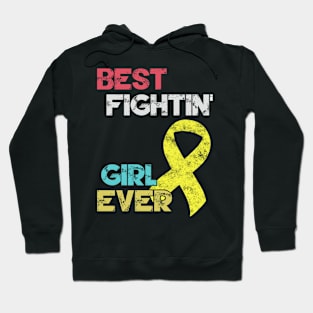 Best Fightin' Girl Ever Hydrocephalus Awareness Yellow Ribbon Warrior Support Survivor Hoodie